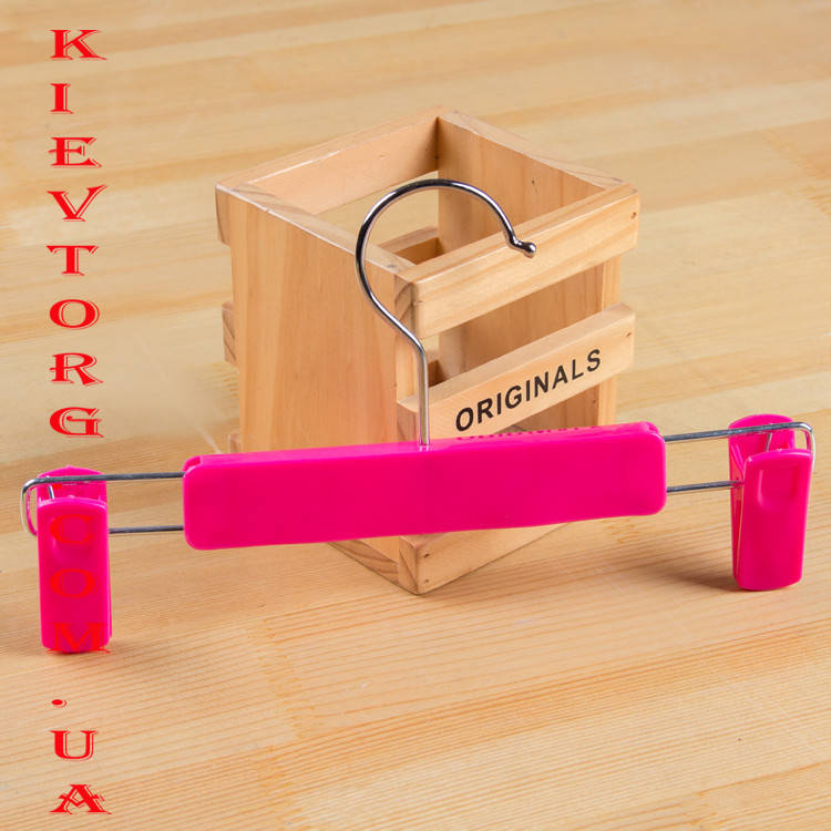 

Вешалки плечики тремпеля детские с прищепками для юбок и брюк розовые, 25,5 см, Розовый