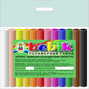 

Полимерная глина 12 цв. 200гр Бебик