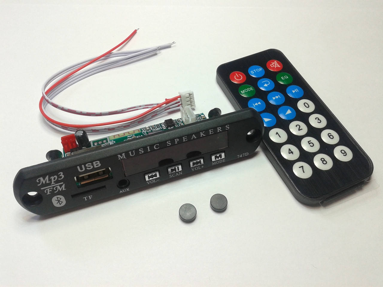 

MP3-плеер USB/SD/FM/Bluetooth, модуль с пультом, 12В