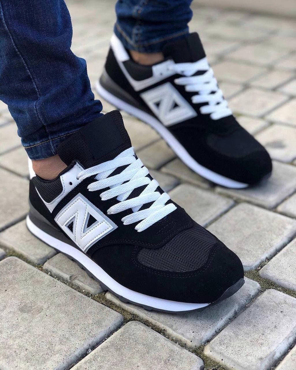 

Кроссовки эко кожа New Balance черные 43, Черный