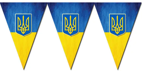 

Праздничная бумажная гирлянда вымпел с Гербом Украины, 10 флажков