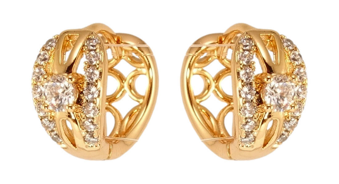 

Серьги Xuping Позолота 18K колечки "Живописный орнамент с цирконием"