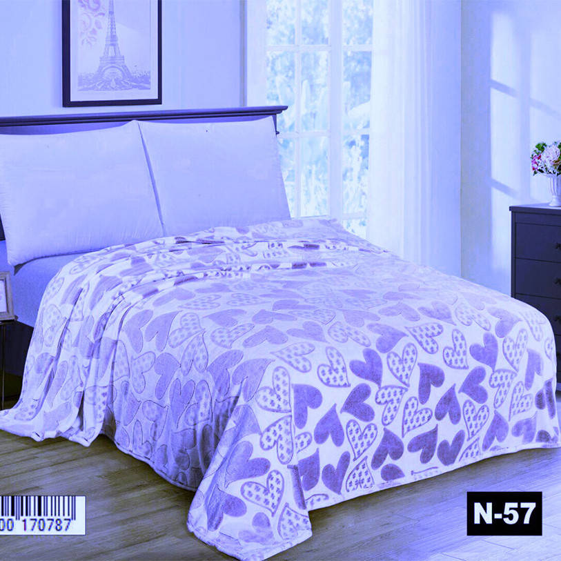 

Флисовый плед евро стандарт 200*220 сердечки фиолетовые 1157, Фиолетовый