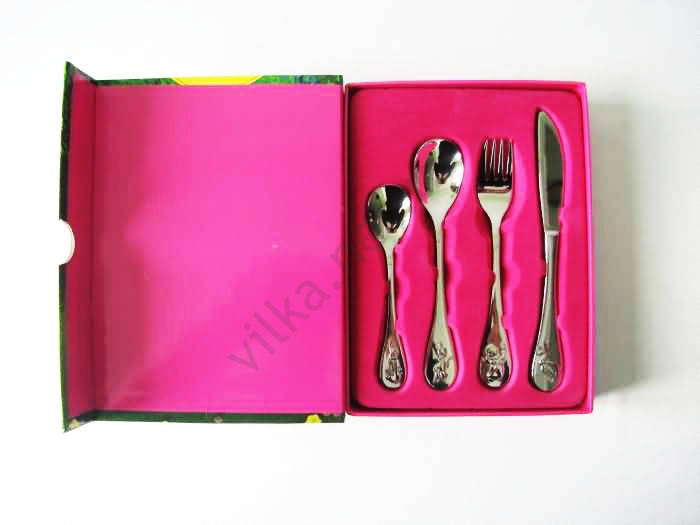 

Набор детских столовых приборов (для детей) нержавеющих в подарочной упаковке. Детская посуда для кормления.
