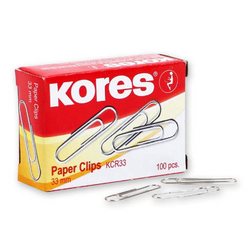 

Скрепки канцелярские 33 мм Kores никелированные 100 шт А-2380, 0293