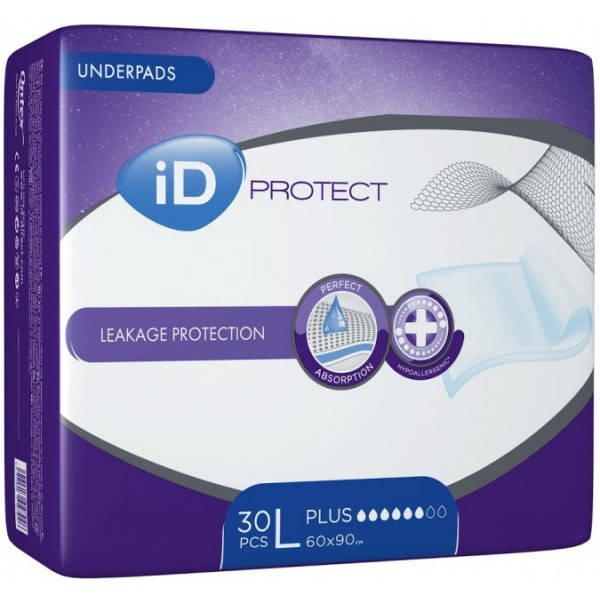 

Одноразовые пеленки гигиенические впитывающие iD Expert Protect Plus, 30 шт (60x90 см)