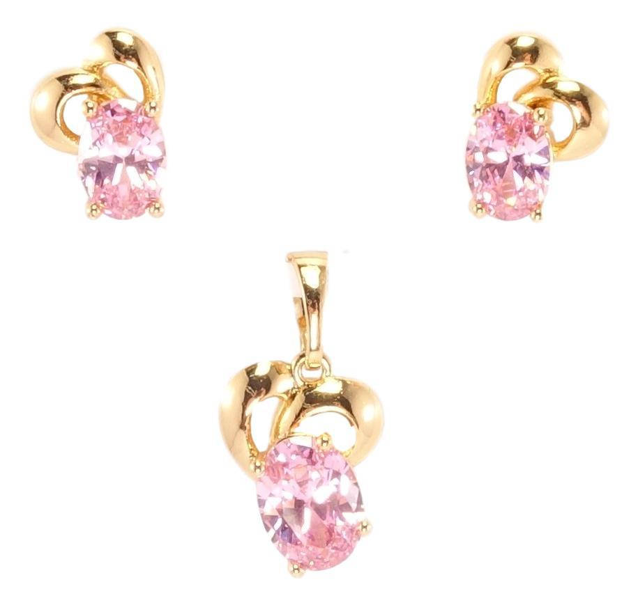 

Набор Xuping Позолота 18K Серьги Кулон "Сердечки с розовым кристаллом"