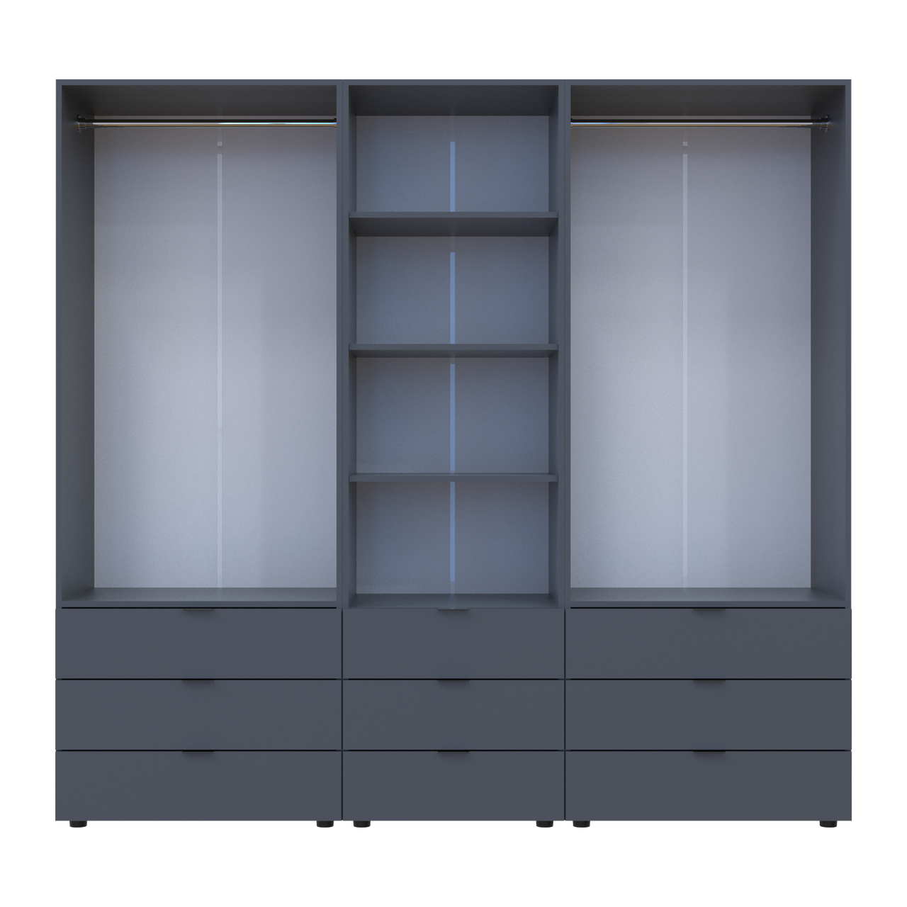 Шафа для одягу Doros Гелар Графіт 2+2ДСП з пеналом 215х49.5х203.4 (42005171) 5