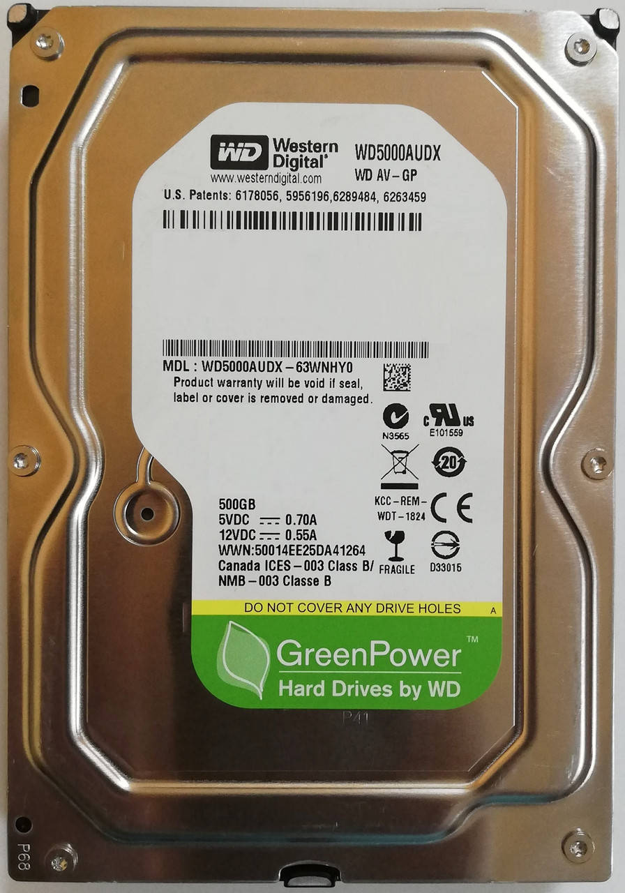 

Жесткий диск для компьютера Western Digital GreenPower 500GB 3.5" 32MB IntelliPower (WD5000AUDX) SATAIII Б/У