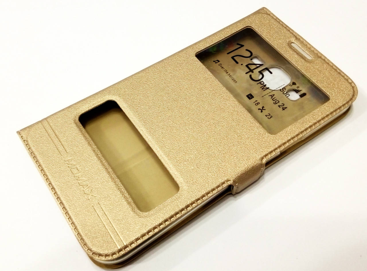 

Чехол книжка с окошками momax для Samsung Galaxy J7 J700H (2015) / J7 Neo j701 золотой