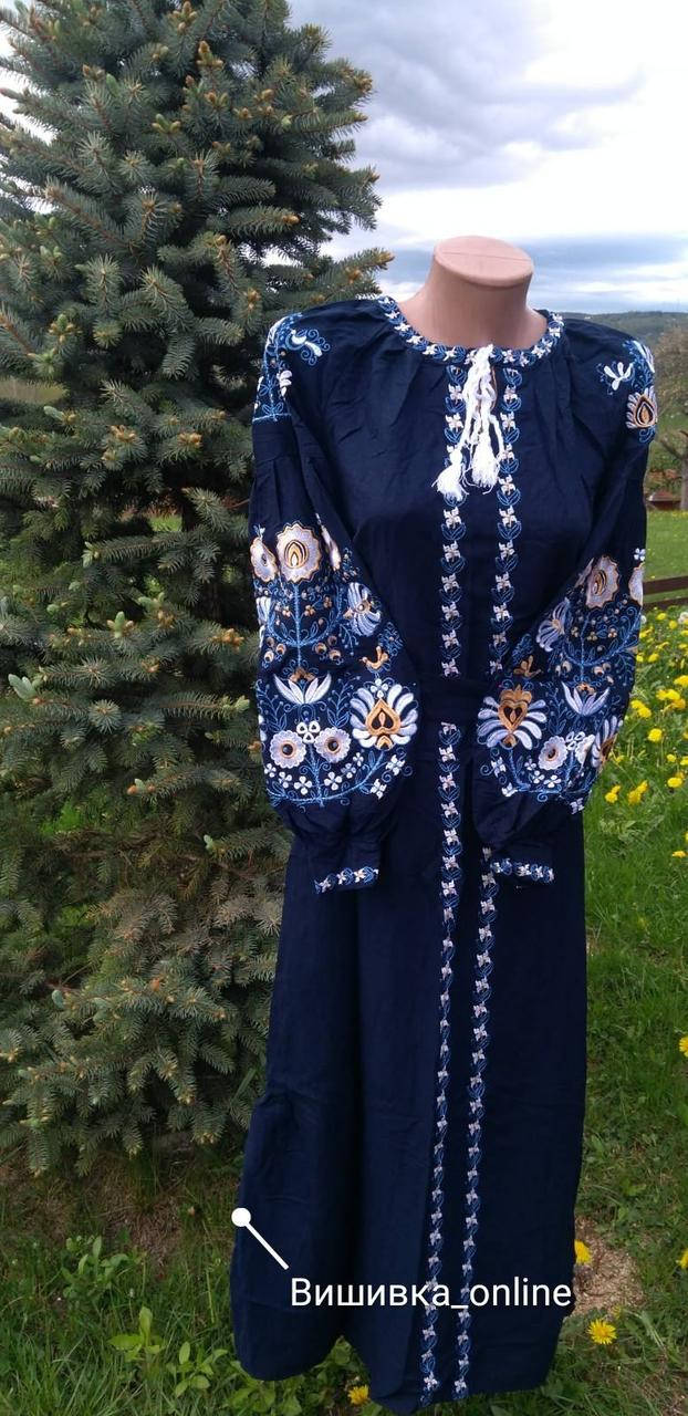 

Вишиванка,плаття в стилі бохо, Темно-синий