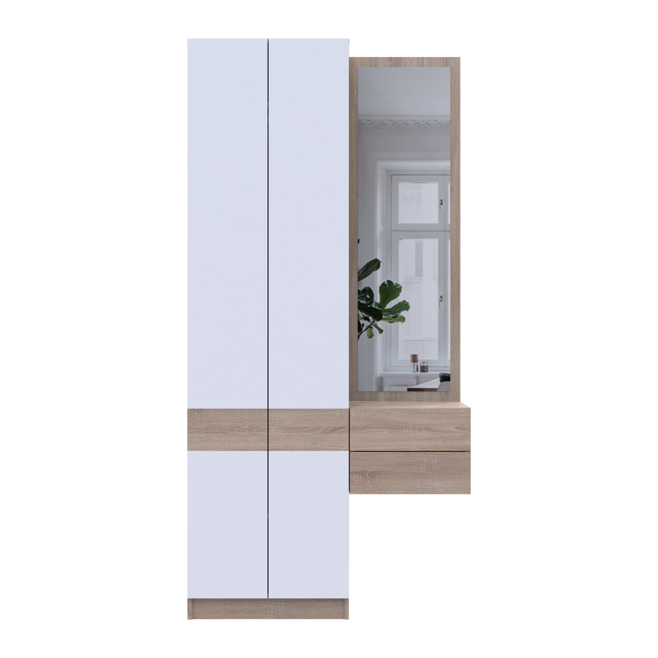 Передпокій Doros Сола Doros 1+2 Дуб Сонома/Білий ДСП / дзеркало 105х40х215 (42005150) 3