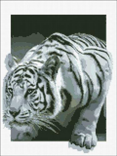 

АМС-136. Алмазная мозаика Белый тигр 3D 30х40см