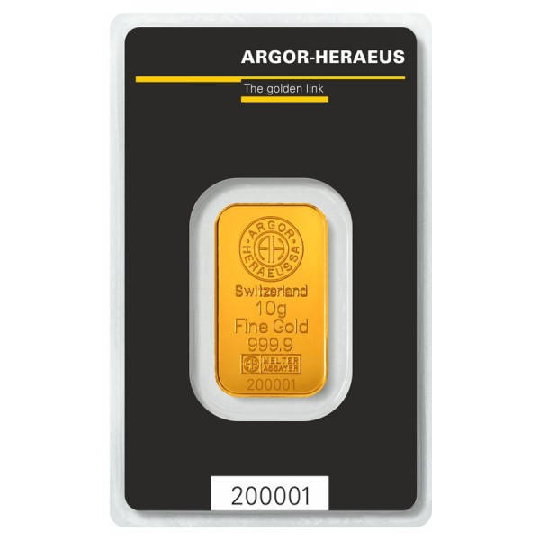 

Золотой слиток 10 ГРАММ ARGOR-HERAEUS