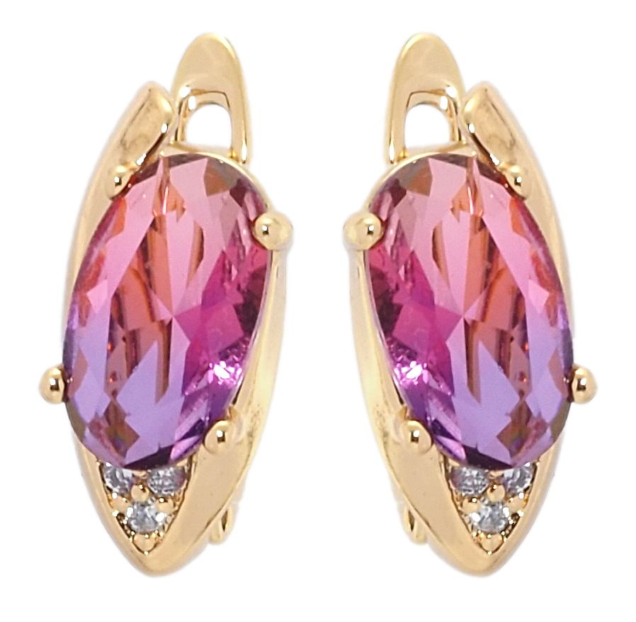 

Серьги Xuping Позолота 18K английский замок "Розово-сиреневые фианиты"