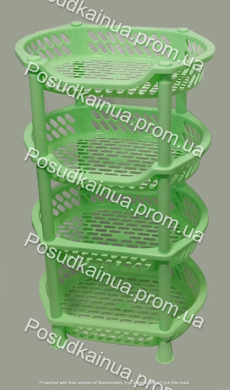 

Этажерка пластиковая органайзер для ванной и кухни EFE Plastics 4 яруса зеленая