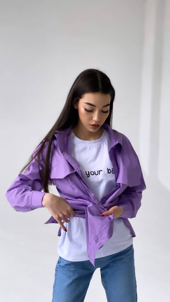 

Женская оверсайз рубашка Коттон (42-46 oversize) бежевый лиловый, Разные цвета