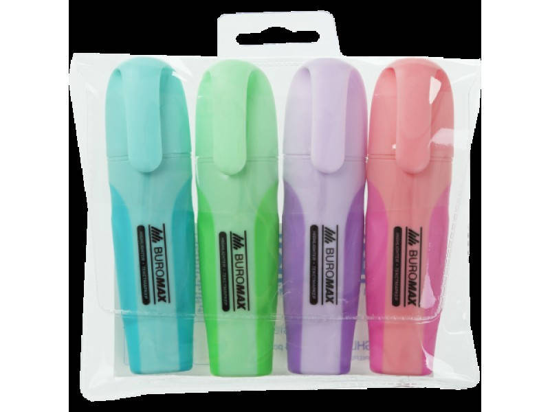 

Набор текстмаркеров Buromax 4шт Pastel с резинв.вставками BM.8905-94