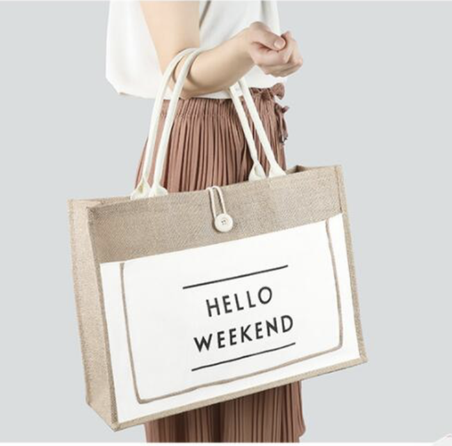 

Сумка льняная Hello Weekend GABWE плетеная М Белый, Бежевый