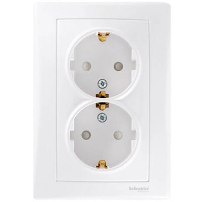 

Розетка двойная с з/к со шторками белая Sedna SDN3000421