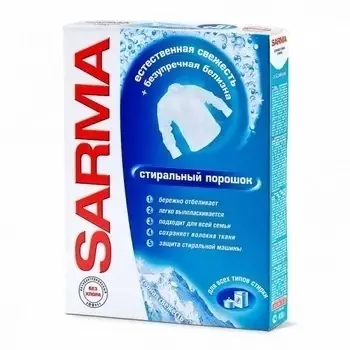 

Стиральный порошок универсальный Sarma Горная свежесть, для белых тканей, 400 г