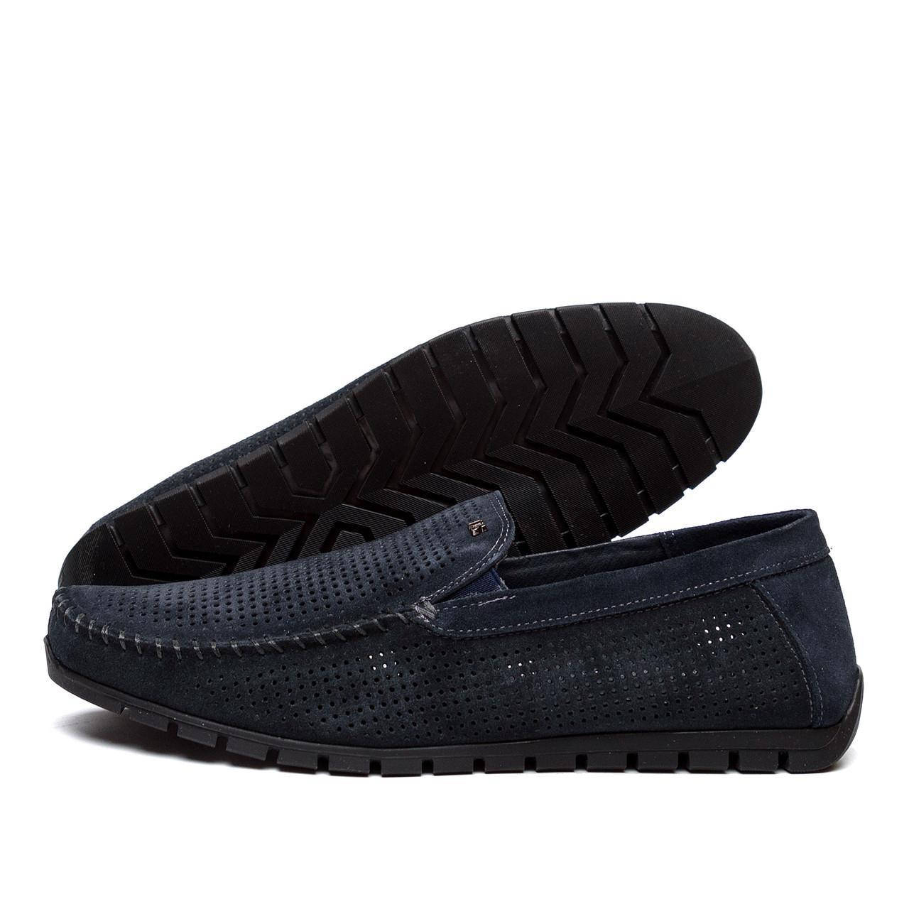 

Мокасины летние мужские кожаные туфли с перфорацией синие Lggs Navy blue