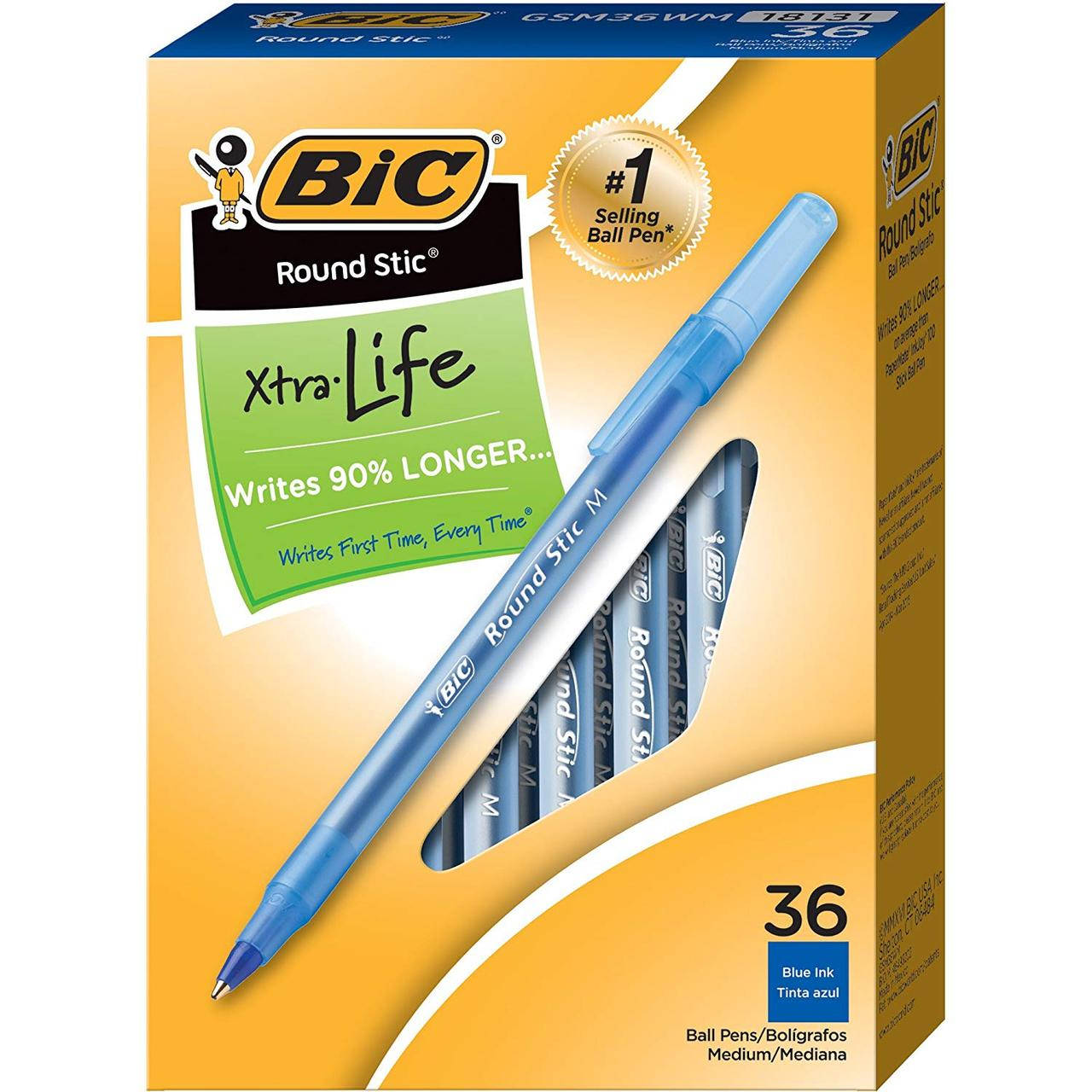 

Набор шариковых ручек 36 шт. BIC Round Stic Xtra Life Синяя масляная (RBP36BL)