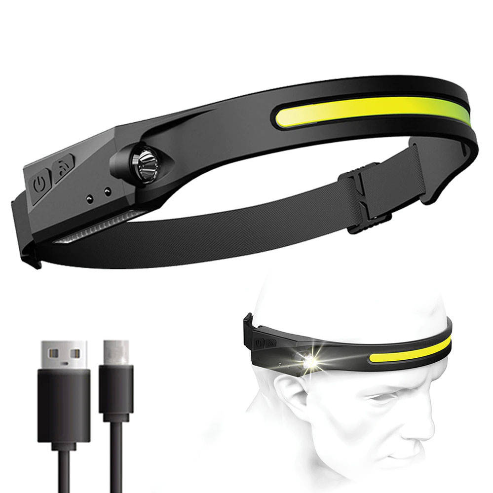 

Аккумуляторный налобный фонарь сенсорный Led headlight водонепроницаемый светодиодный на голову фонарик, Черный