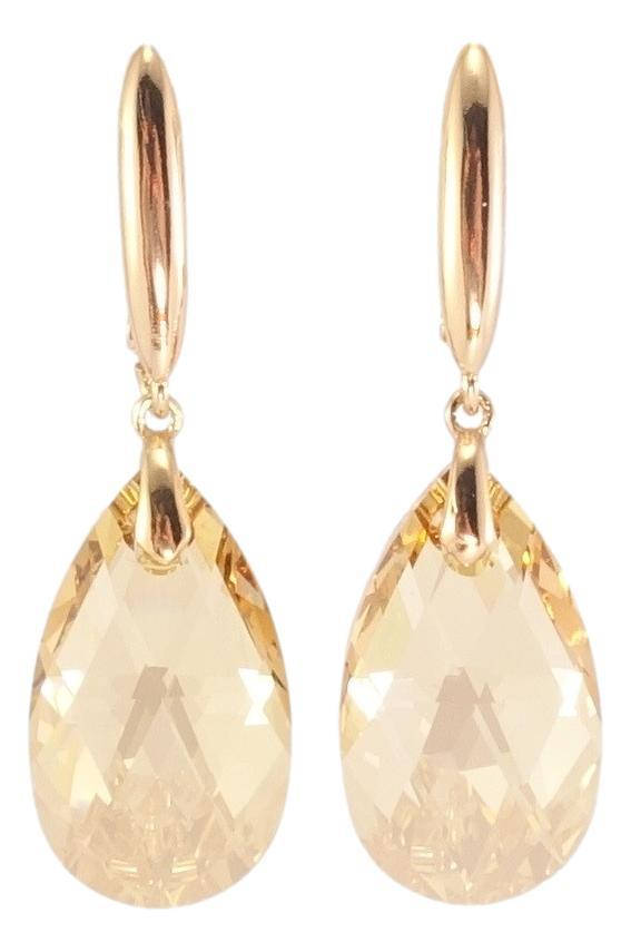 

Серьги Xuping Позолота 18K с кр-ми Swarovski подвески английский замок "Кристалл Golden Shadow"