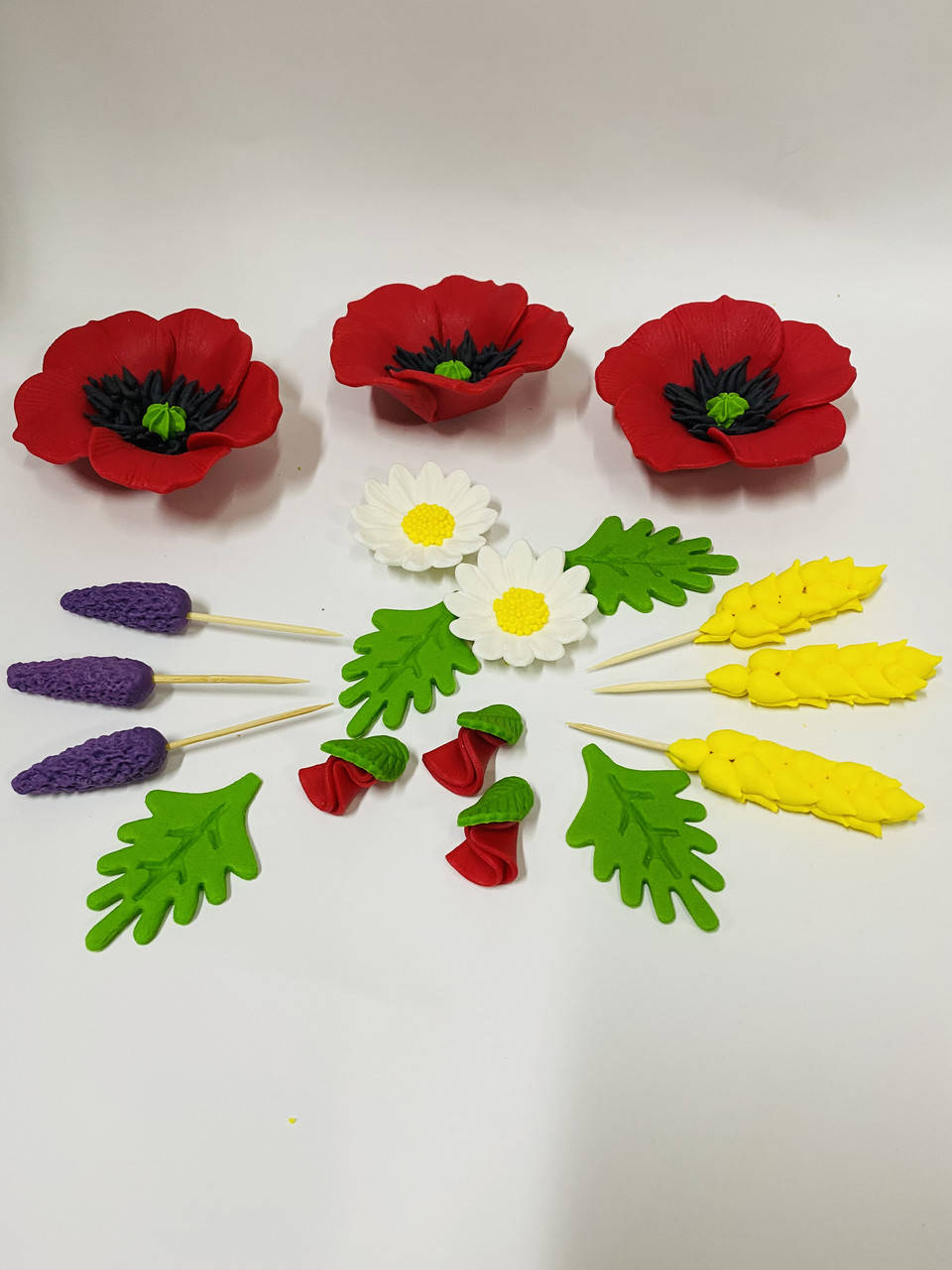 

Цветочный сахарный набор кондитерских украшений на торт на каравай ДО СВЯТА к празднику, Разные цвета