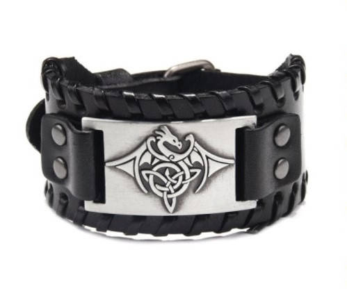 

Браслет мужской кожаный на руку черный