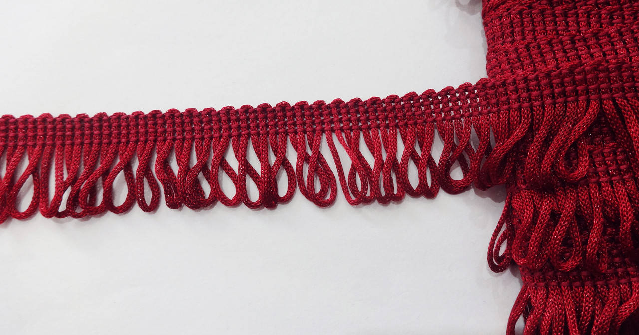 

Бахрома отделочная 2,5 см петелька бордо, Бордовый