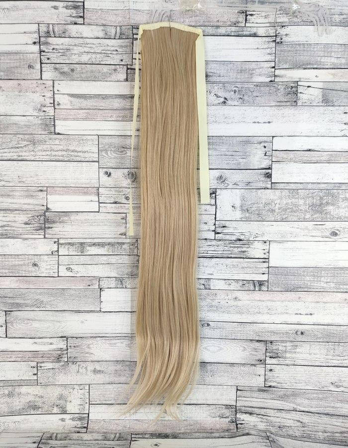 

Накладной хвост блонд ровный №18/613 на ленте шиньон термо искусственный прямой