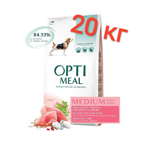 

Optimeal Medium Adult Dog Сухой корм для взрослых собак средних пород с индейкой 20 кг