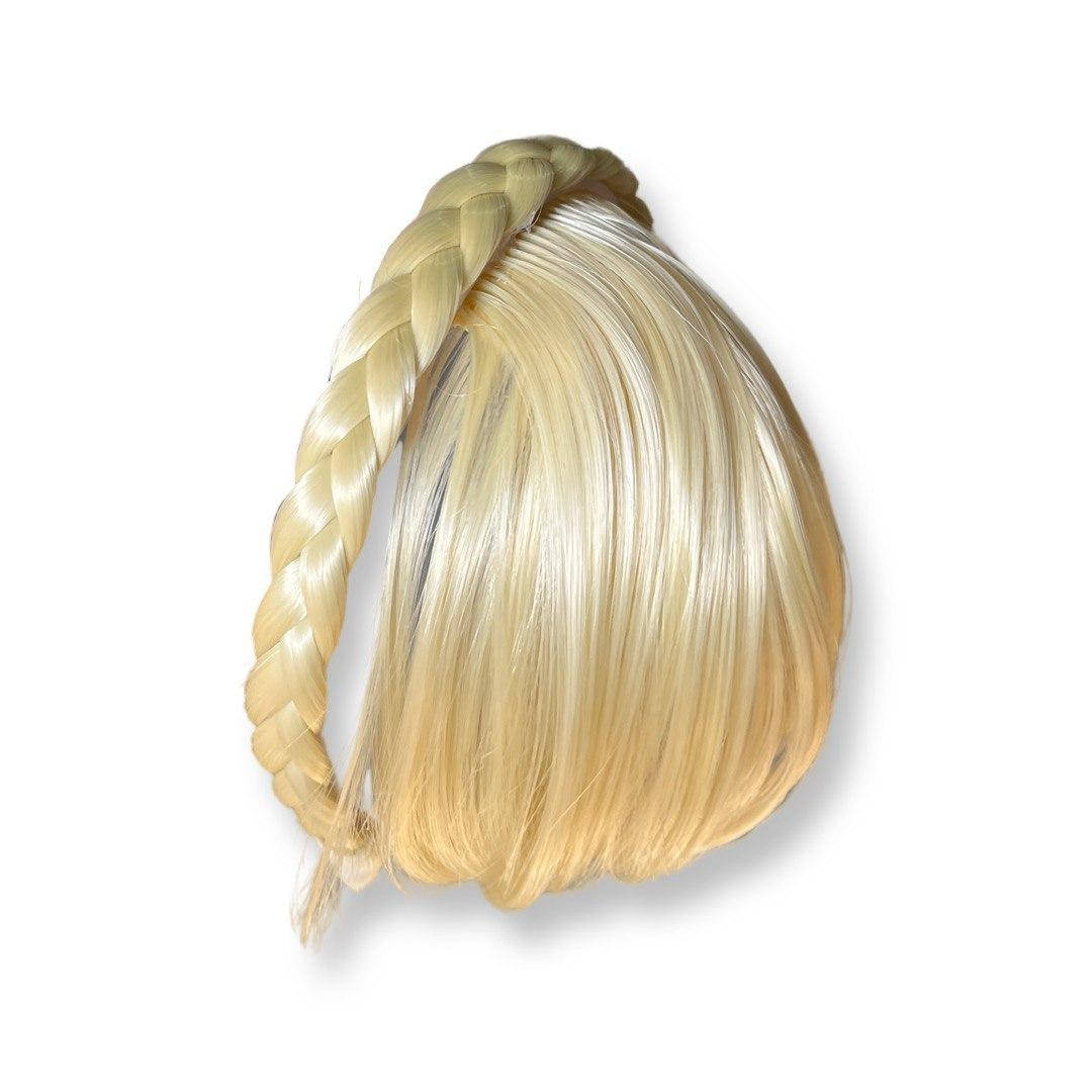 

Накладная челка на обруче блонд цвет искусственная челка на ободке косичка термоволокно шиньон