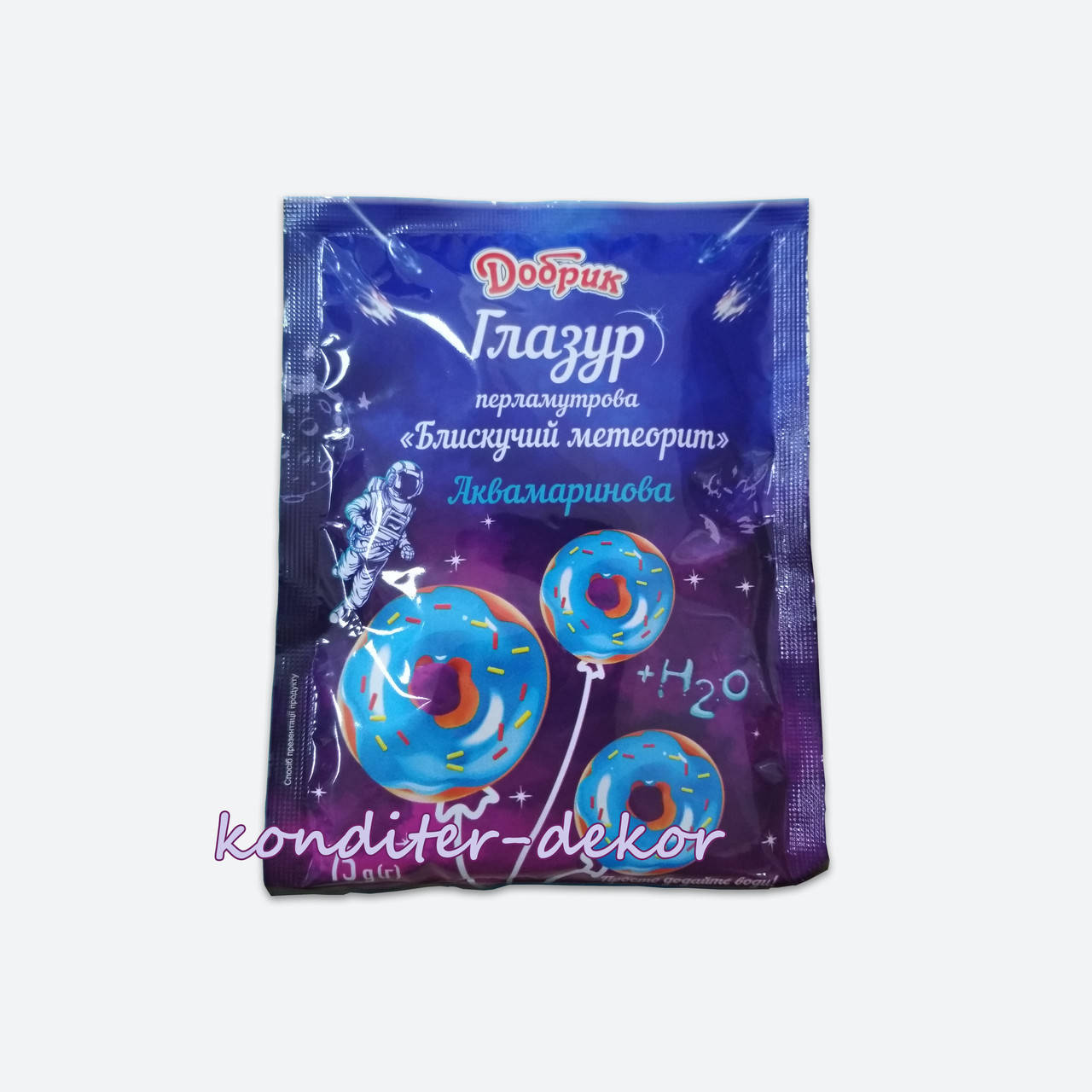 

Глазурь кондитерская перламутровая "Блестящий метеорит" аквамариновая Добрик 75г, Аквамарин