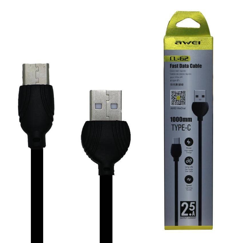 

Качественный Кабель для зарядки Телефона USB - USB Type-C, AWEI CL-62, Черный