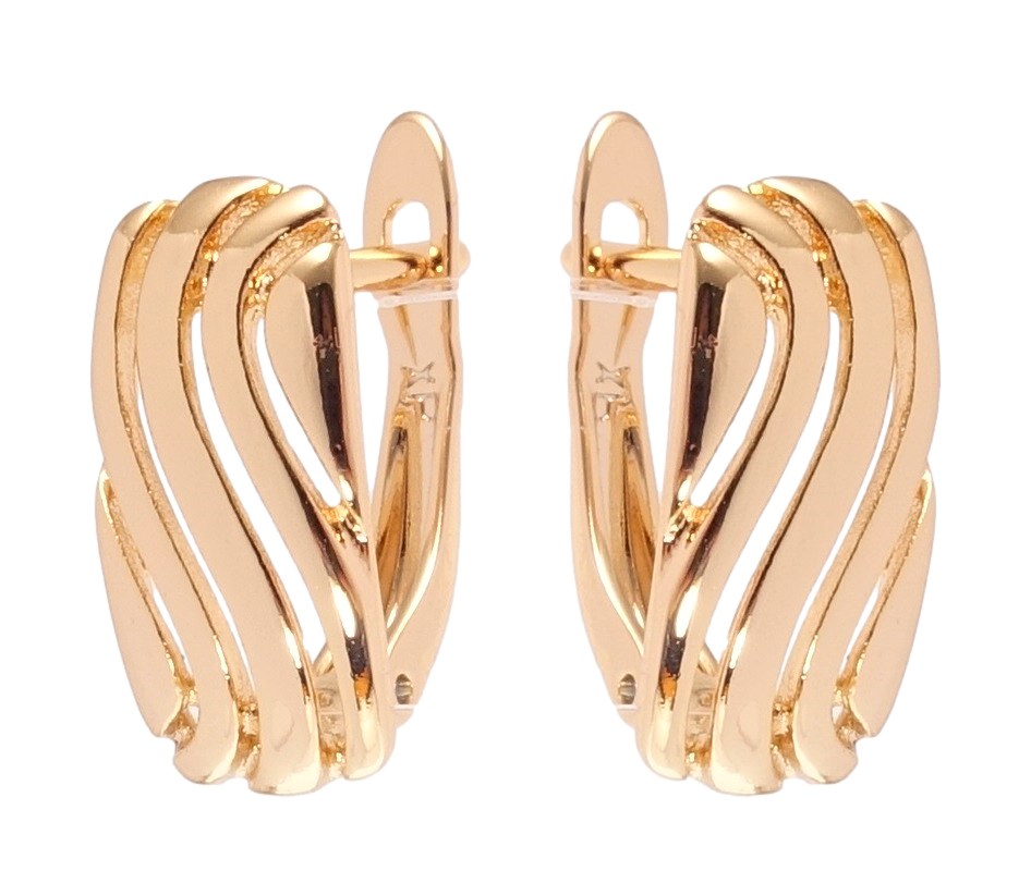 

Серьги Xuping Позолота 18K английский замок "Резной орнамент"