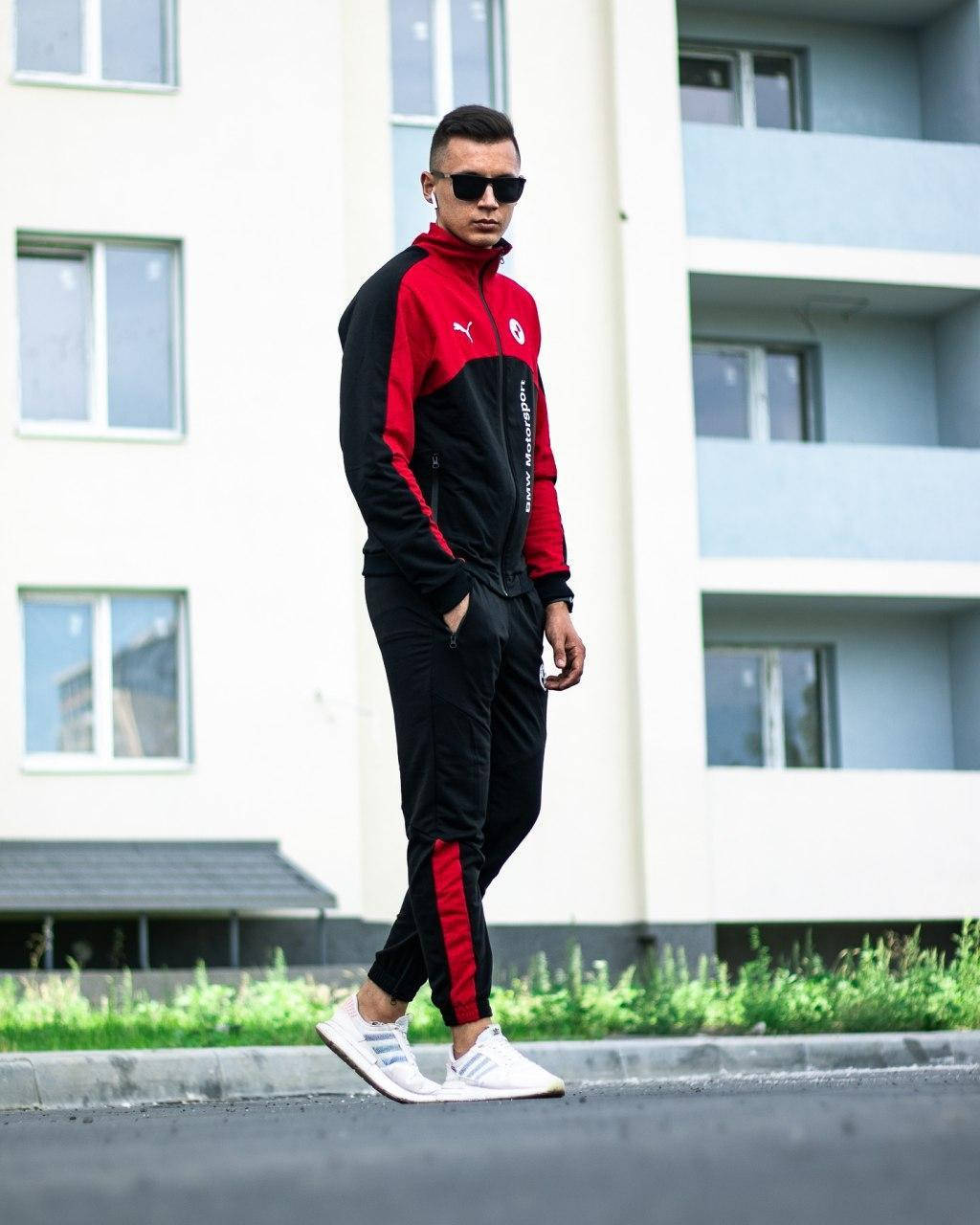 

Спортивный костюм мужской Puma BMW black-red | демисезонный осенний весенний Пума БМВ ЛЮКС, Красный