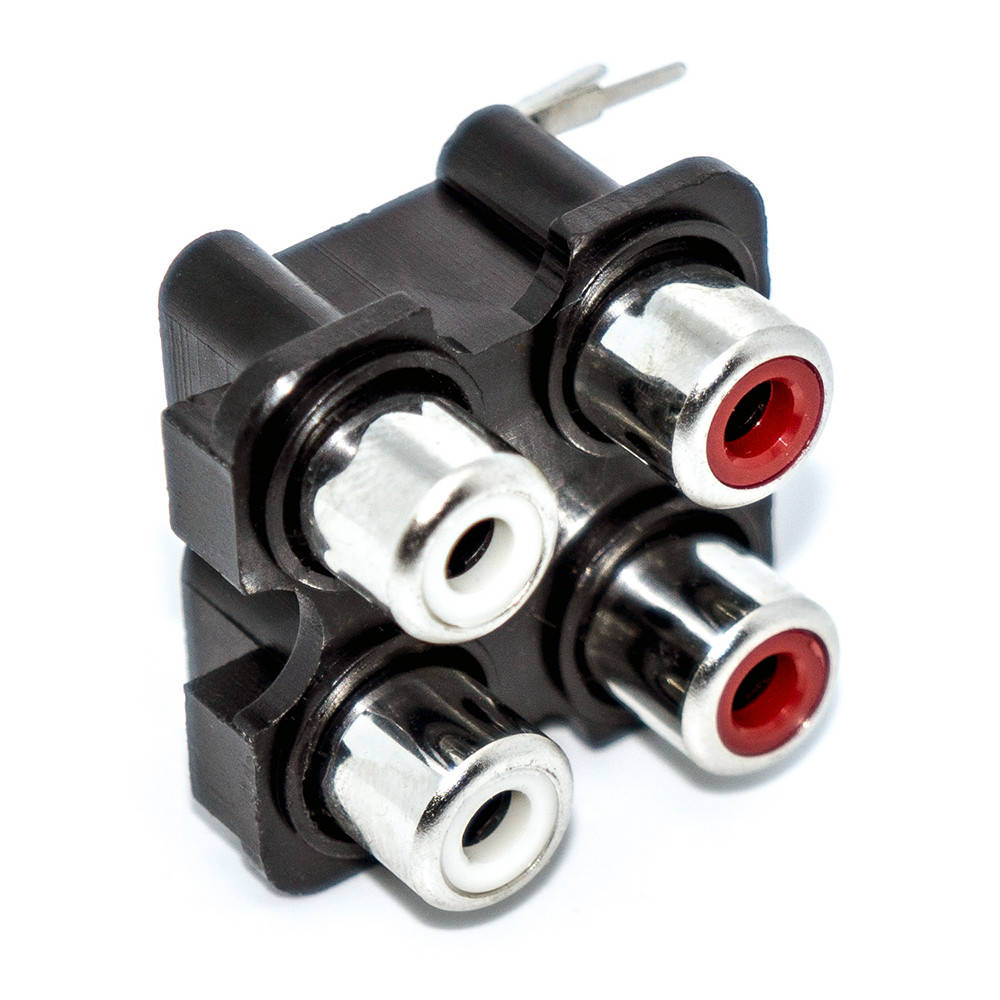 

Разъём аудио-видео, гнездо RCA, 2x2 монтажное в плату, пластик, тип 1