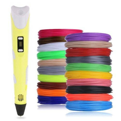 

3D-ручка для рисования 3D Pen 2 и 200 м пластика Желтая (mn-440)