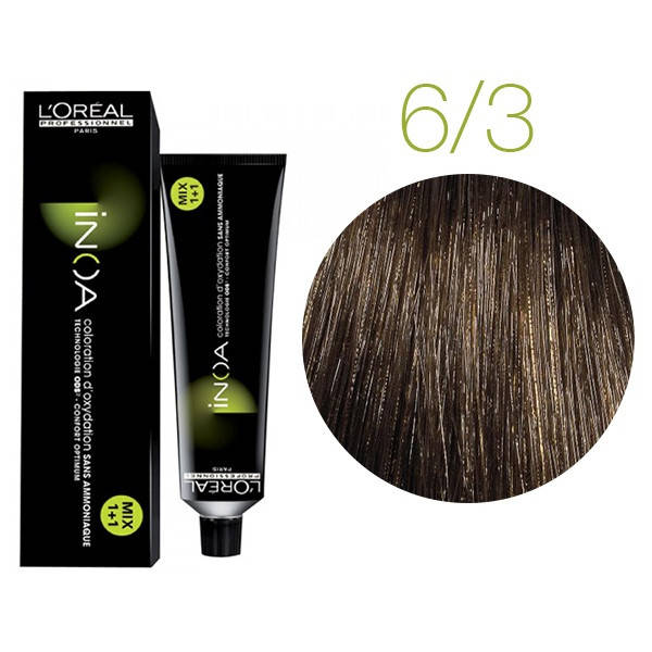 

Крем-краска для волос L'Oreal Professionnel INOA 6/3 Темный золотистый блонд 60 мл