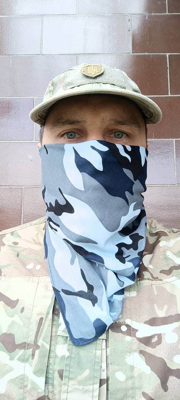 

⭐Бандана военная хлопковая на голову для ЗСУ серая классическая камуфлированная, Серый