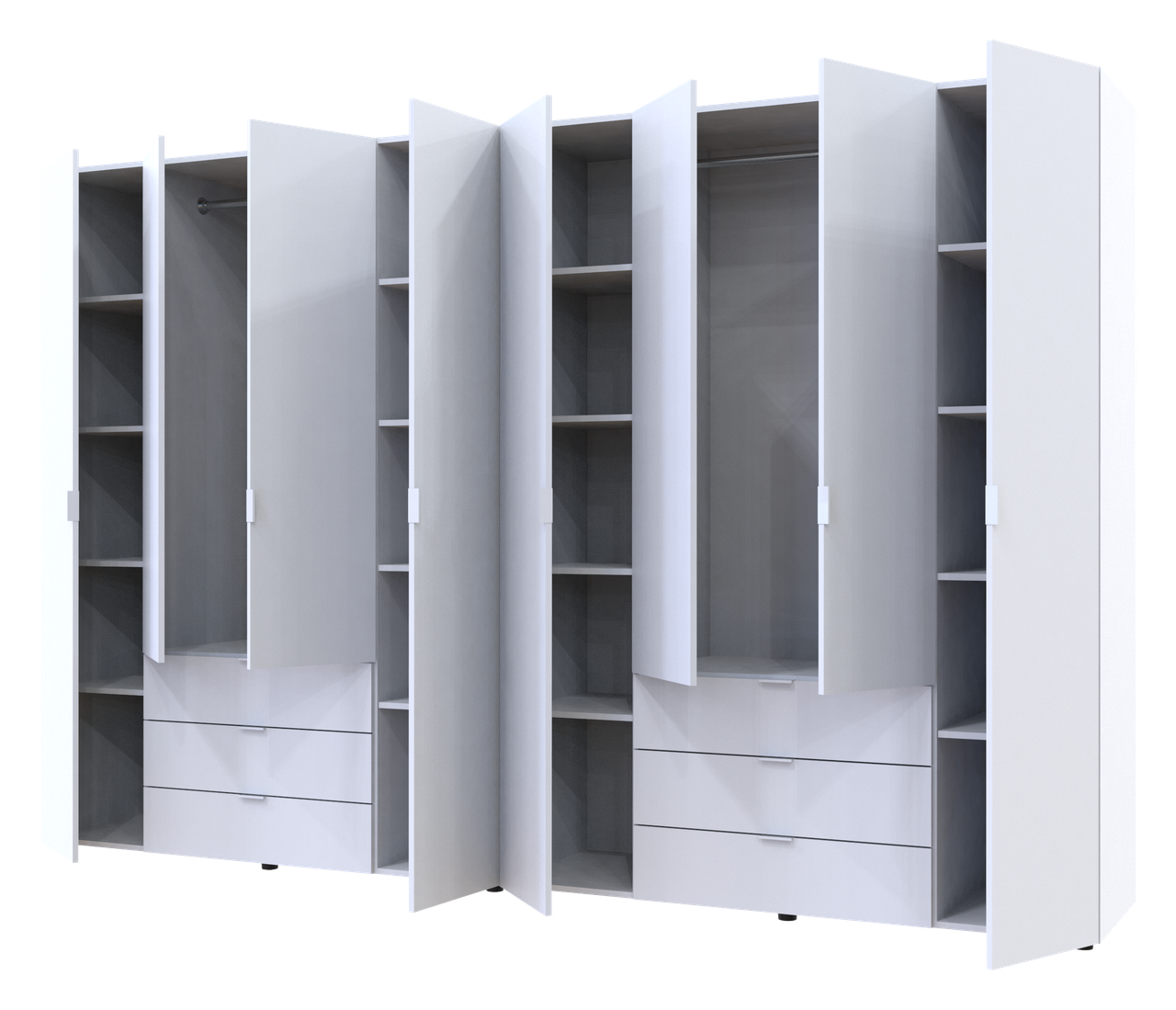 Розпашна Шафа для одягу Doros Гелар комплект Білий 4+4 ДСП 310х49,5х203,4 (42002121) 3