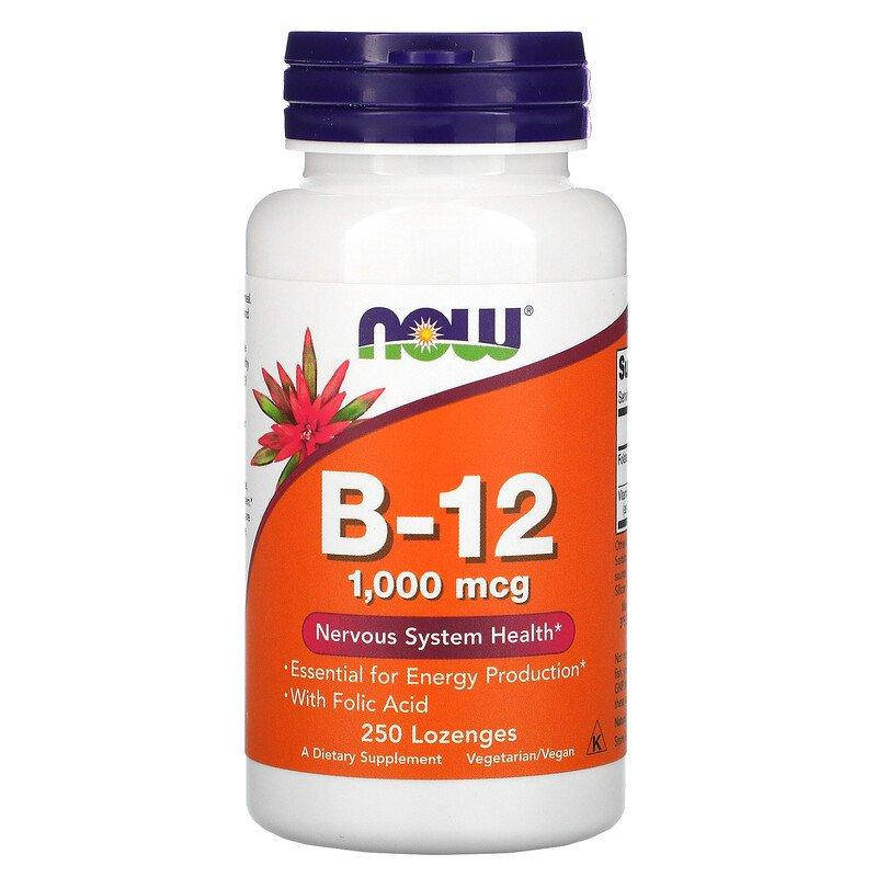 

Витамин B12 "B-12" Now Foods, 1000 мкг, 250 пастилок