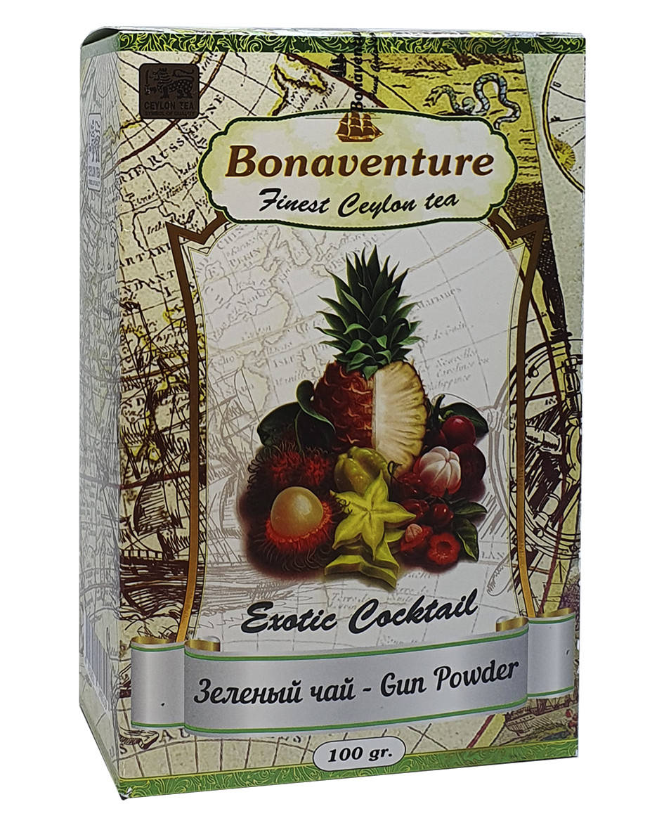 

Чай зелений з екзотичними фруктами Bonaventure Exotic Cocktail Ганпаудер 100 г (1754)