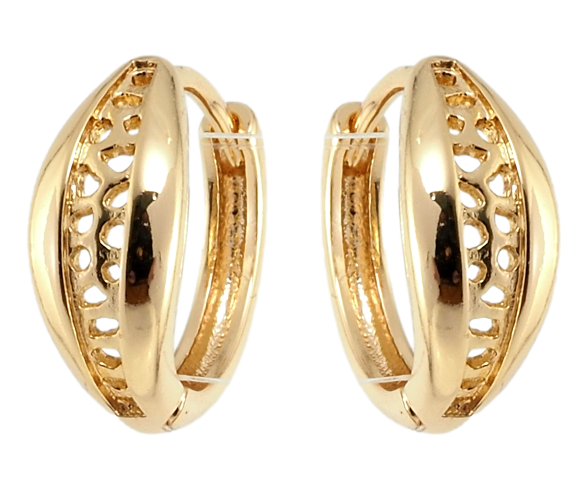 

Серьги Xuping Позолота 18K колечки "Резной орнамент"