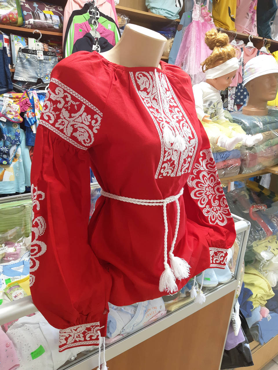 

Женская льняная Вышиванка р.42 - 60, Красный