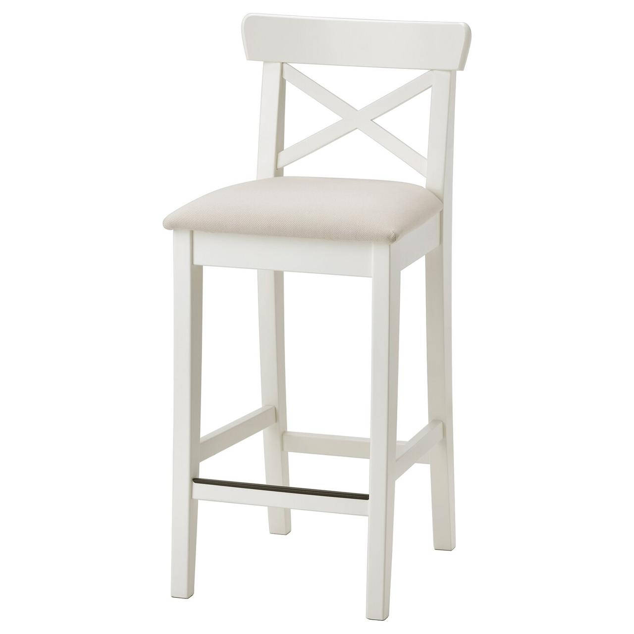 

IKEA INGOLF Барный стул со спинкой, белый / бежевый халларп (004.787.37)