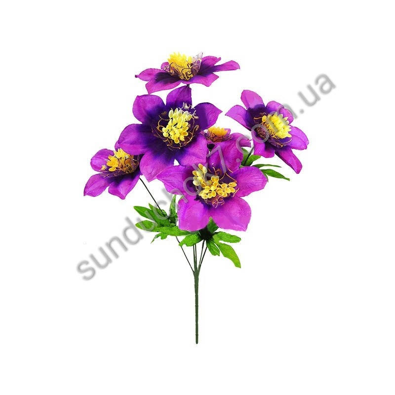 

Искусственные цветы букет Гибискуса с 6 головками на ножке 470 мм цвет фиолетовый